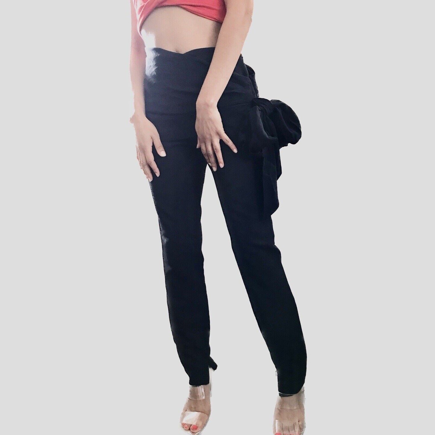 Cinq-A-Sept-Pants-Black-Stretch-Chiffon Overlay Pants