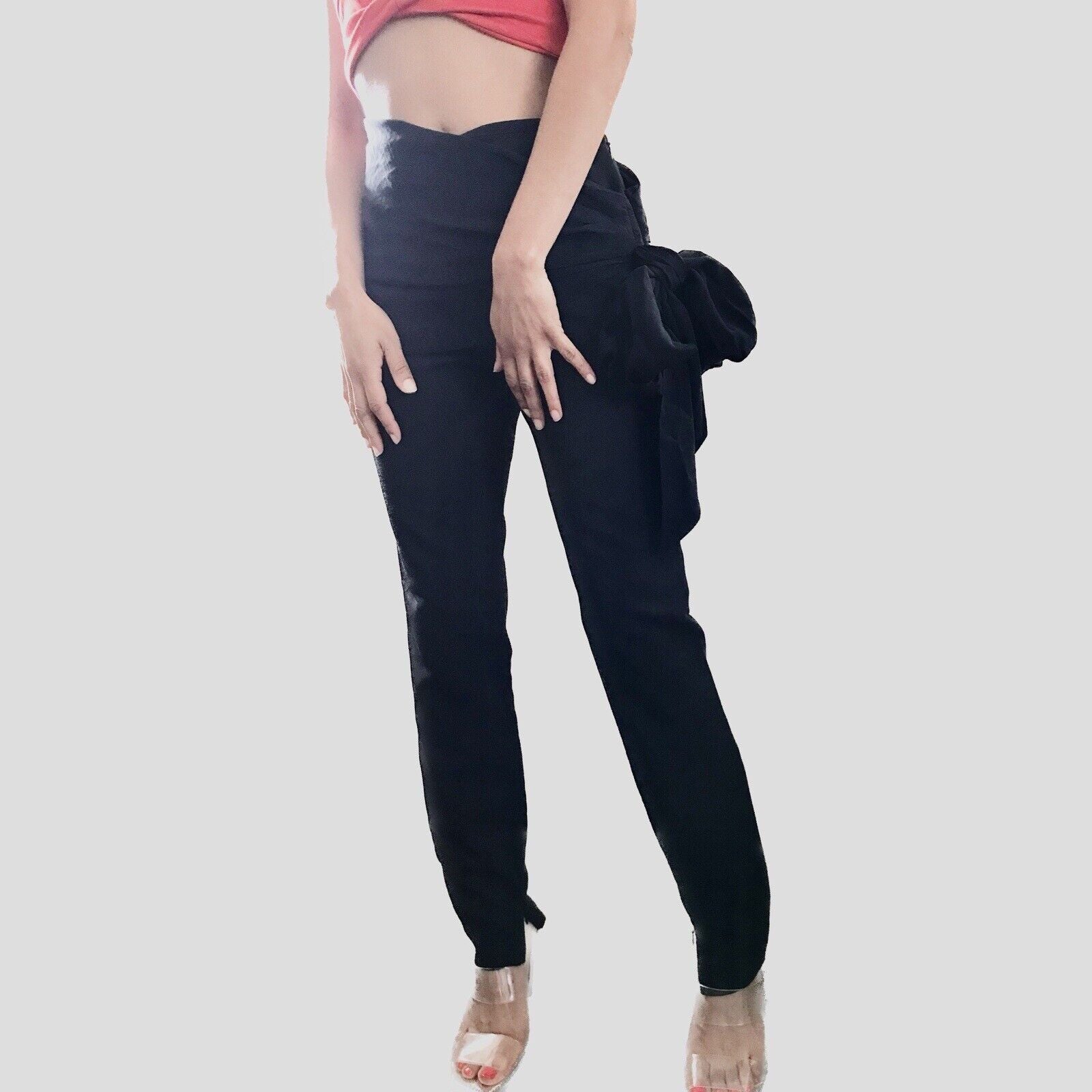 Cinq-A-Sept-Pants-Black-Stretch-Chiffon Overlay Pants