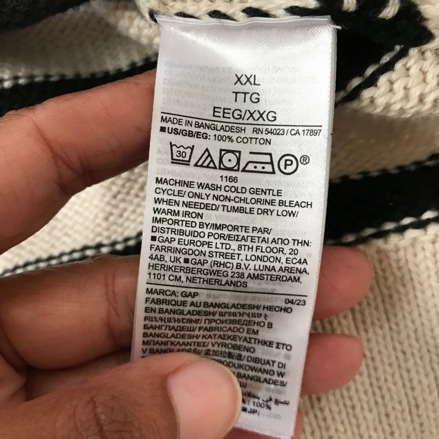 GAP Ivory Black Striped Cotton Knit Sweater