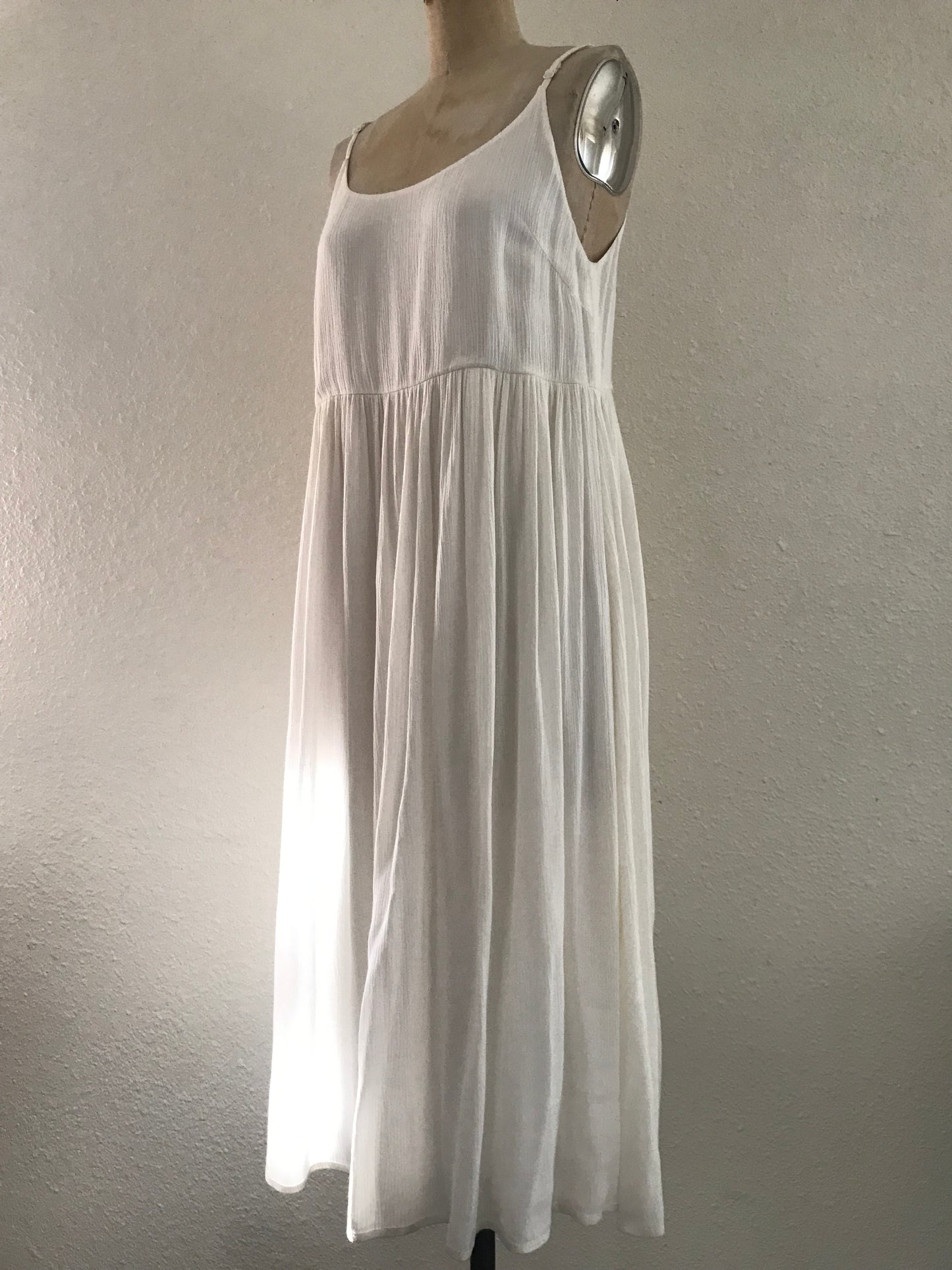 Urban Outfitters Off White Sleeveless Crinkled Midi Dress