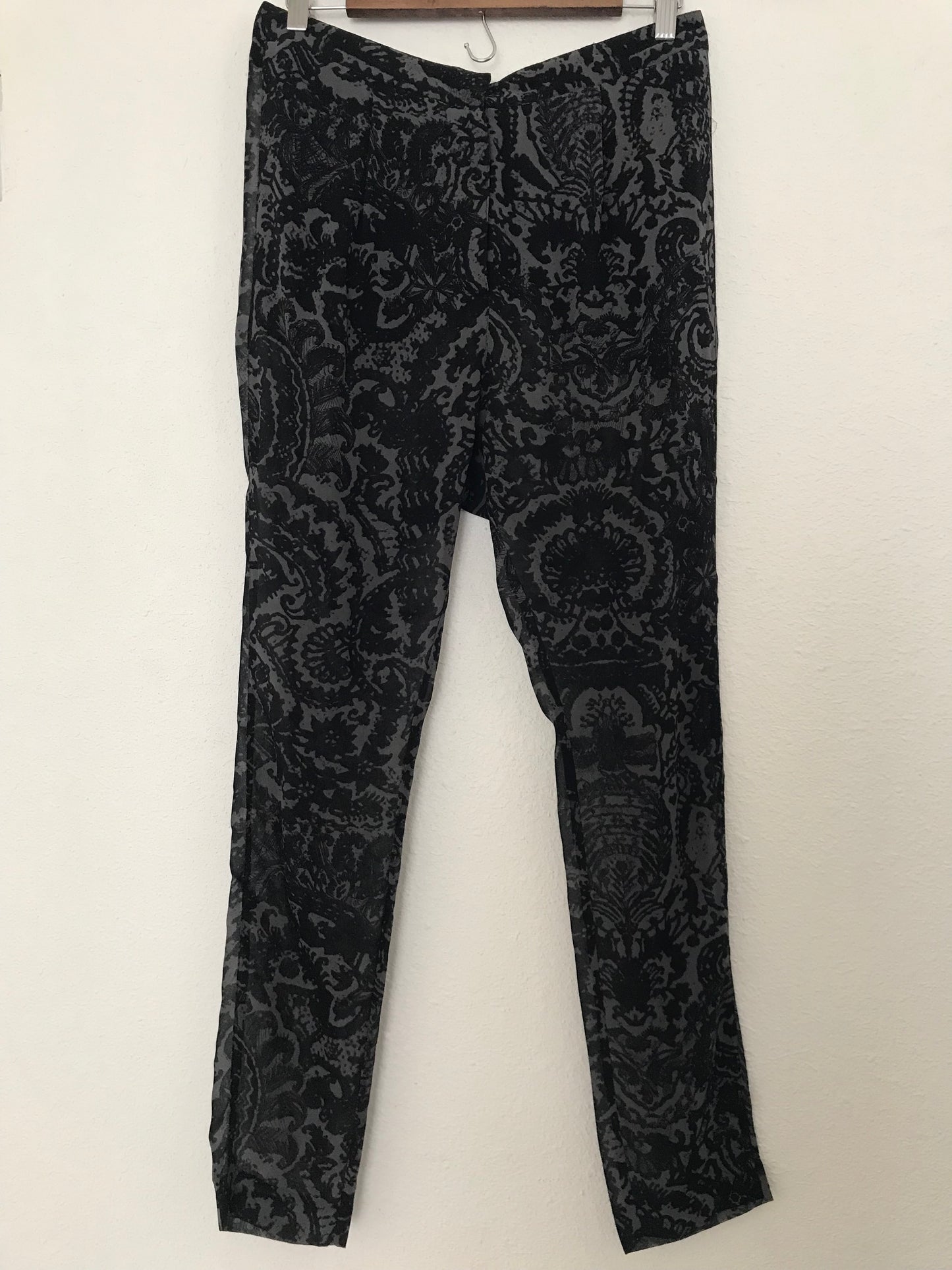 Acne Black Paisley Sheer Pleated Pants