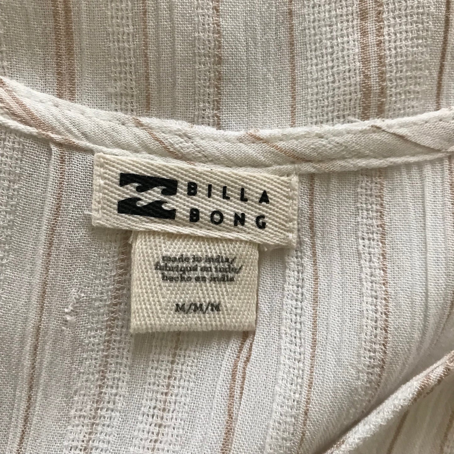 Billabong Ivory Striped Fringe V Neck Top Cover Up