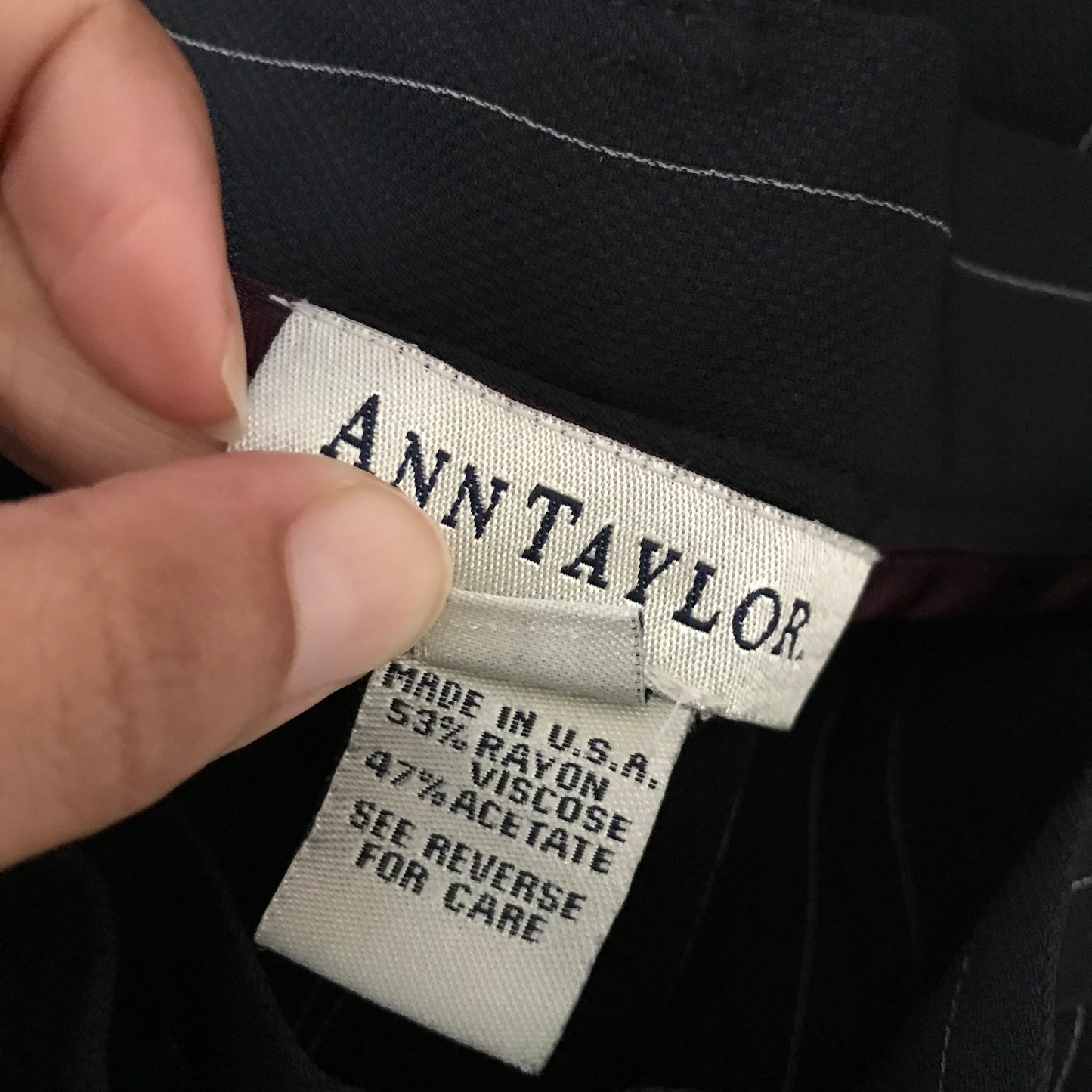 Vintage 1990s Ann Taylor Navy Blue Pinstripe Trousers