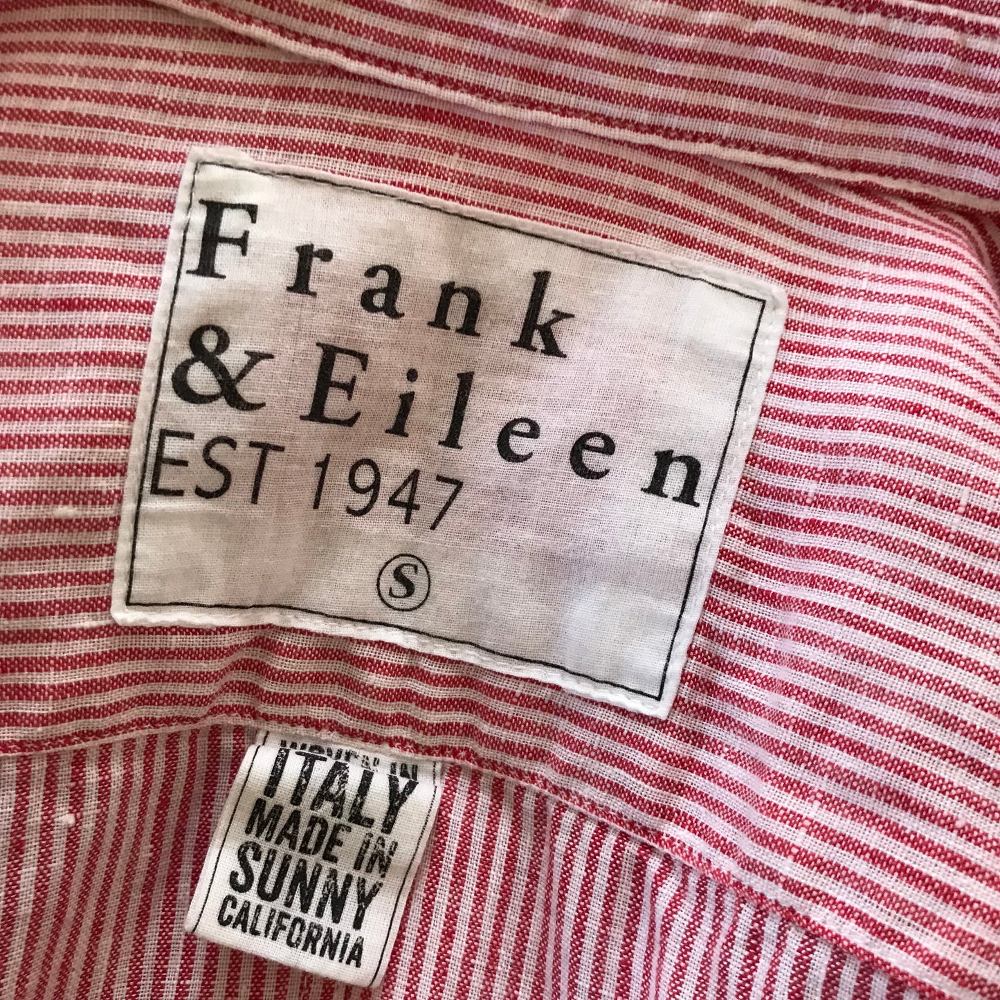 Frank & Eileen Red White Striped Linen Shirt