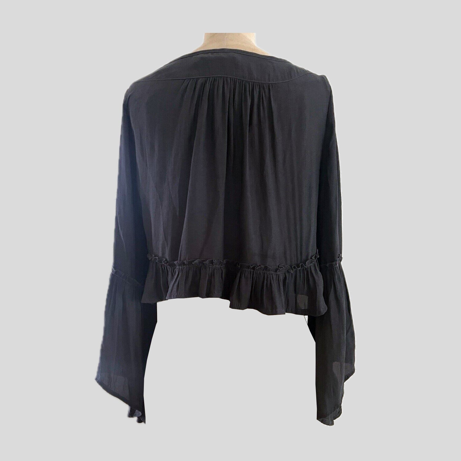 Free-People-Gray-Long-Bell-Sleeve-Cropped-Boho-Top-Blouse