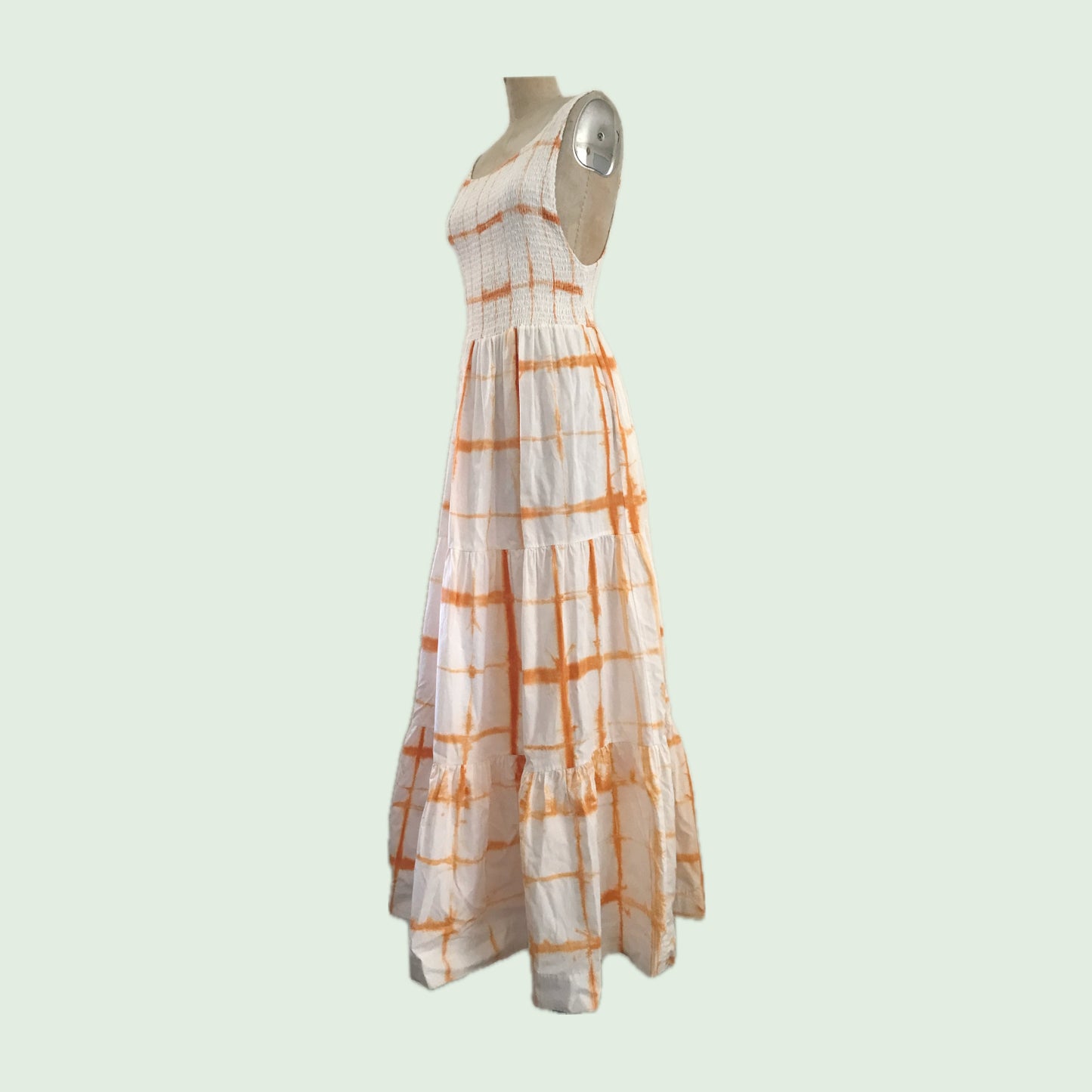 SWF White + Orange Sleeveless Cotton Maxi Dress