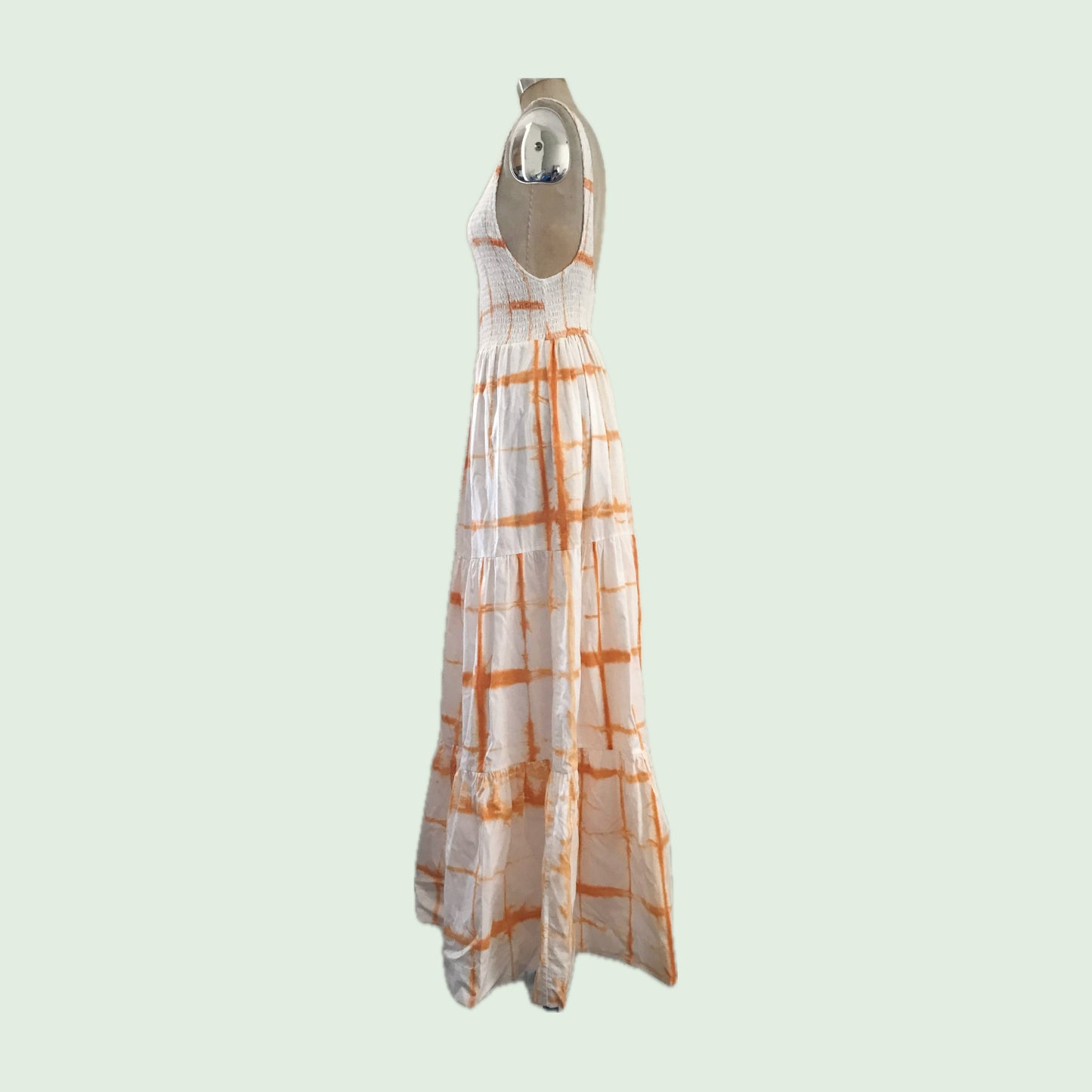 SWF White + Orange Sleeveless Cotton Maxi Dress