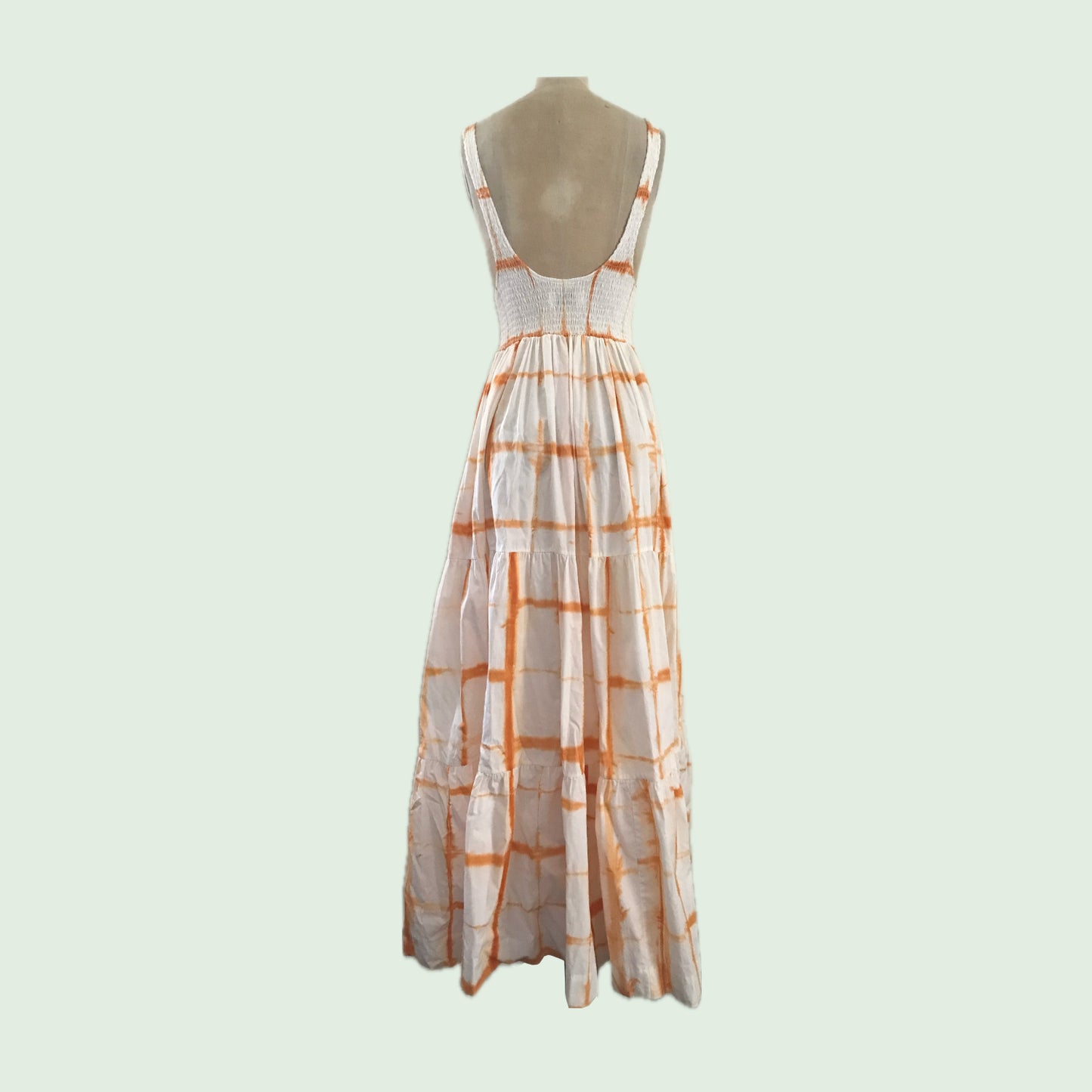 SWF White + Orange Sleeveless Cotton Maxi Dress