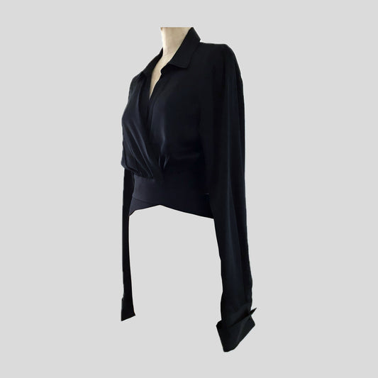 alexander-wang-black-silk-long-sleeve-wrap-blouse