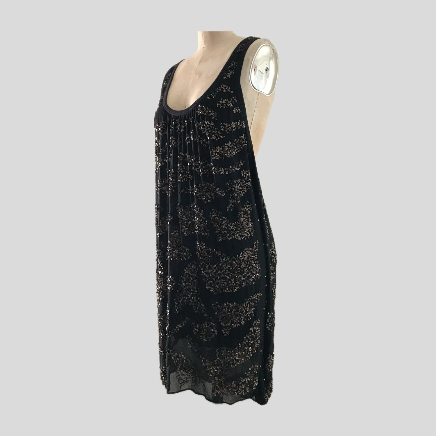 all-saints-black-gold-sequin-silk-mini-tank-dress