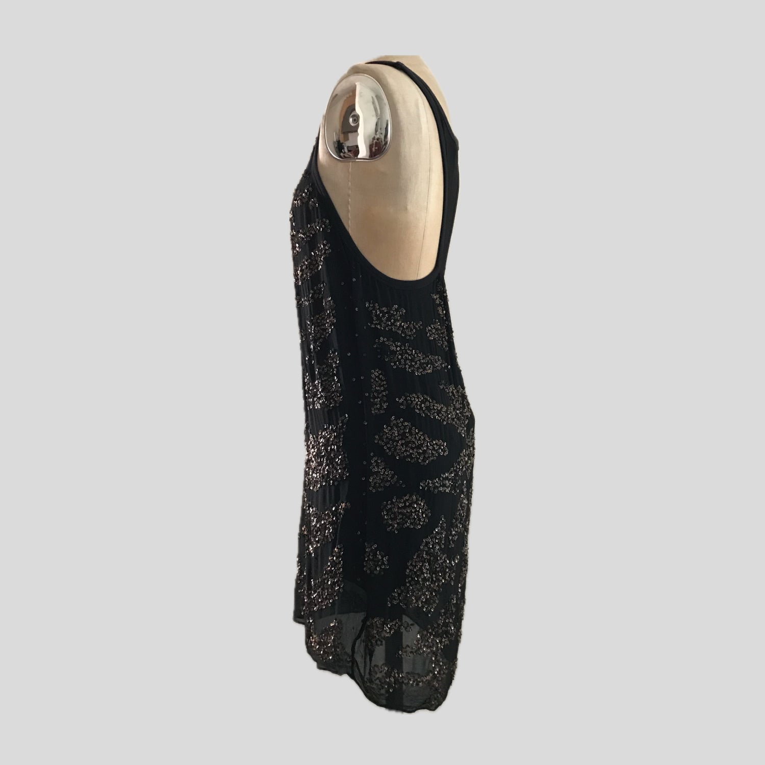 all-saints-black-gold-sequin-silk-mini-tank-dress