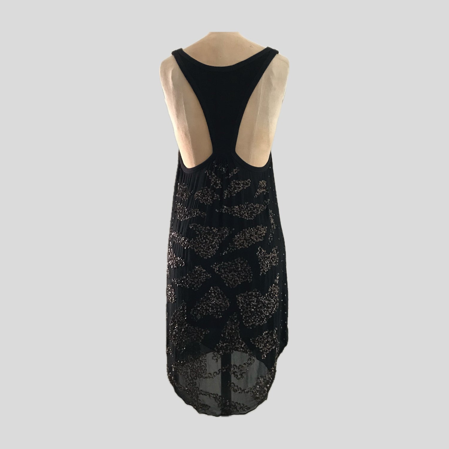 all-saints-black-gold-sequin-silk-mini-tank-dress