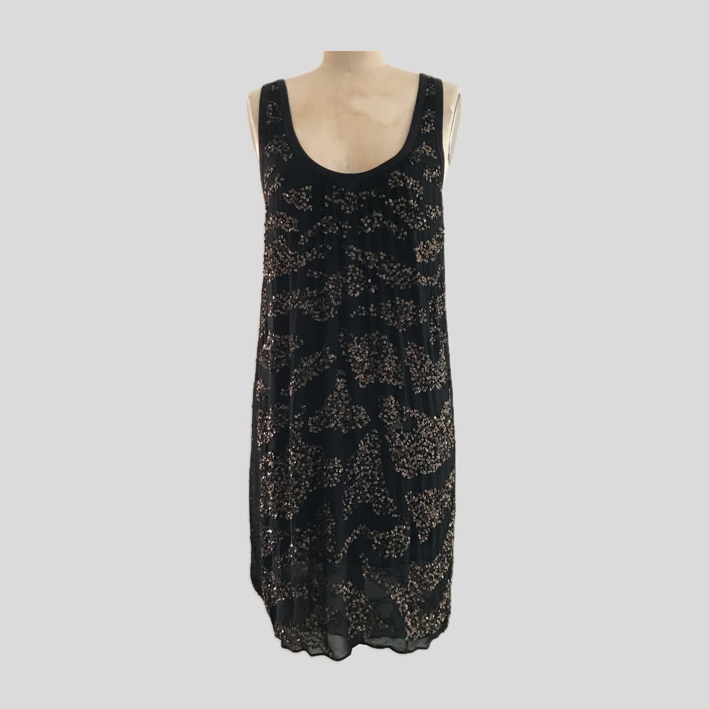 all-saints-black-gold-sequin-silk-mini-tank-dress