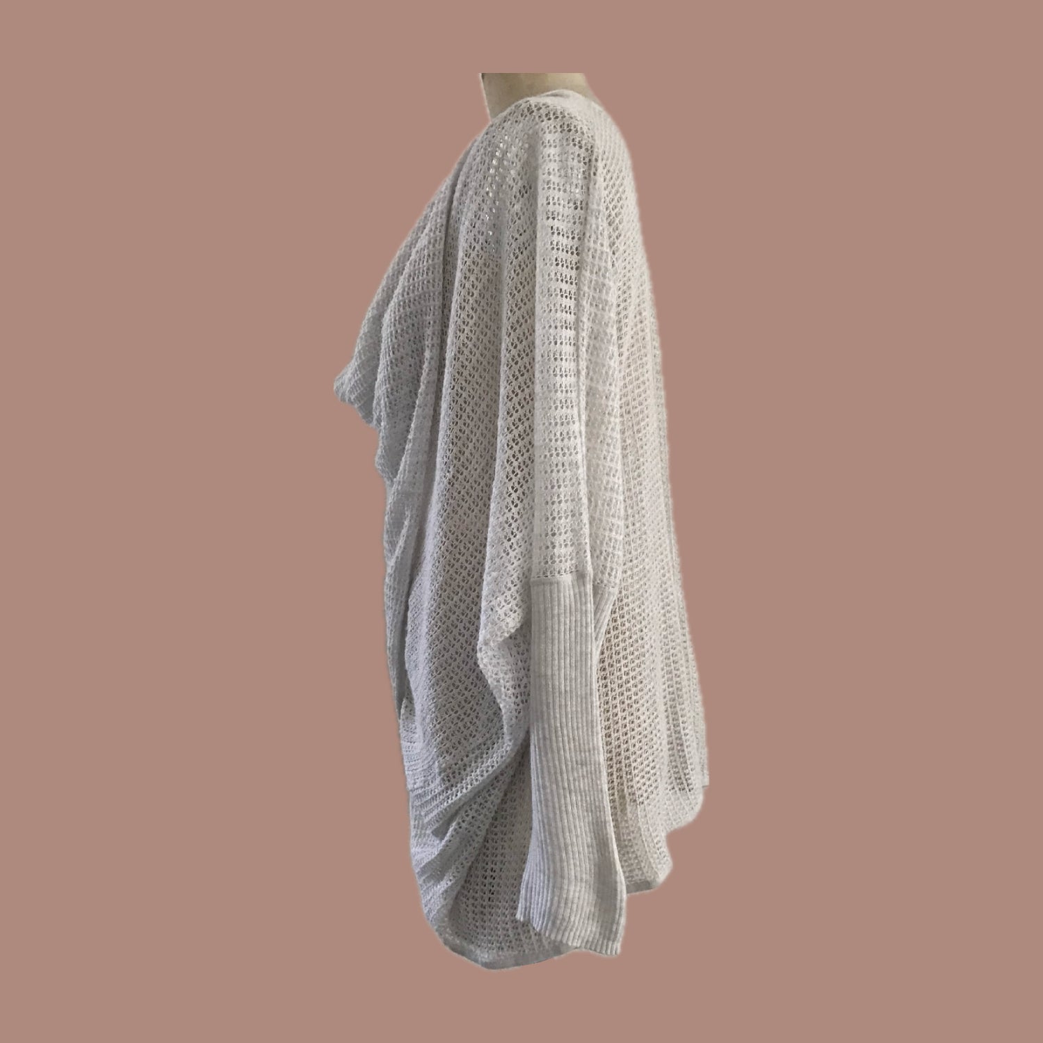 allsaints-beige-open-knit-draped-top
