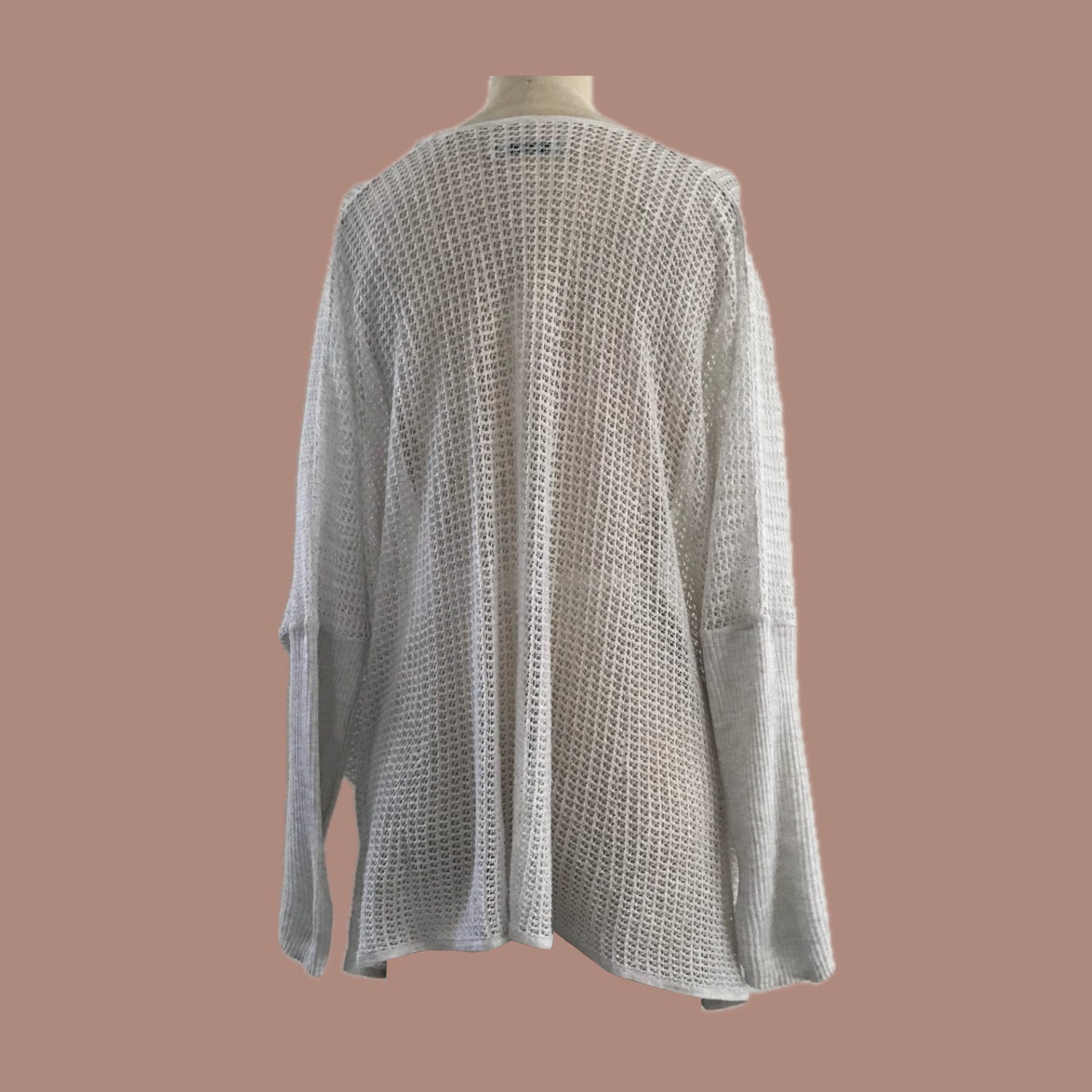 allsaints-beige-open-knit-draped-top