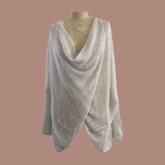 allsaints-beige-open-knit-draped-top