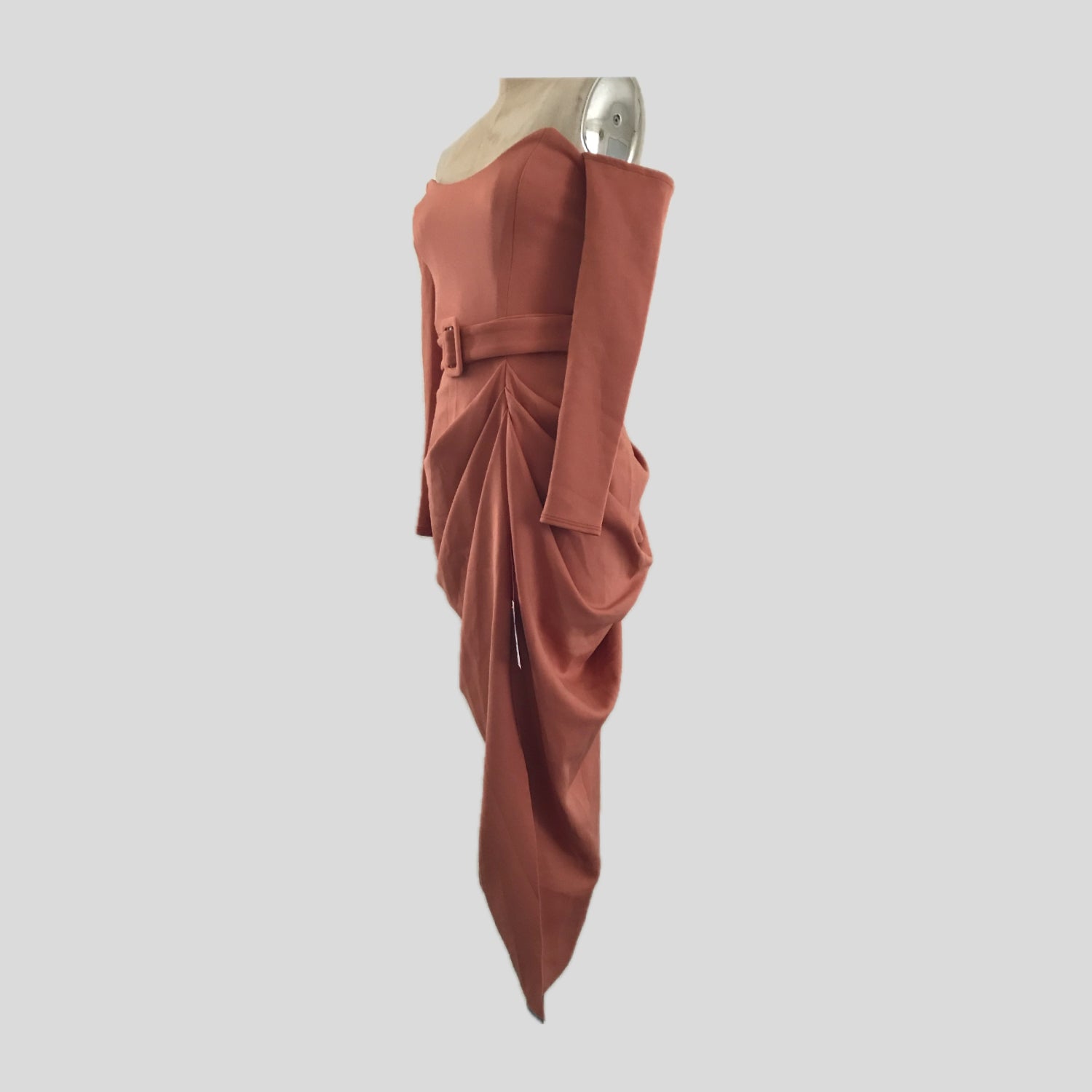 asos-retro-nude-off-shoulder-draped-midi-formal-dress-gown