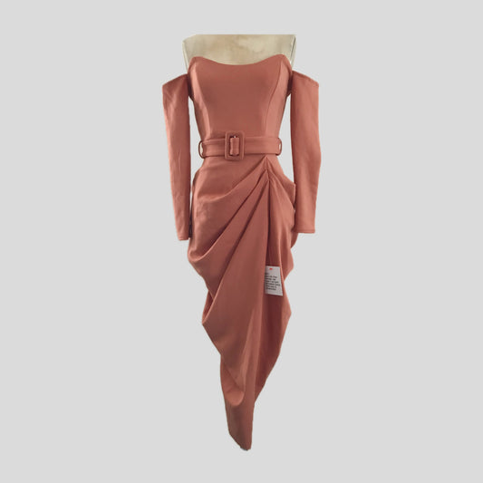 asos-retro-nude-off-shoulder-draped-midi-formal-dress-gown
