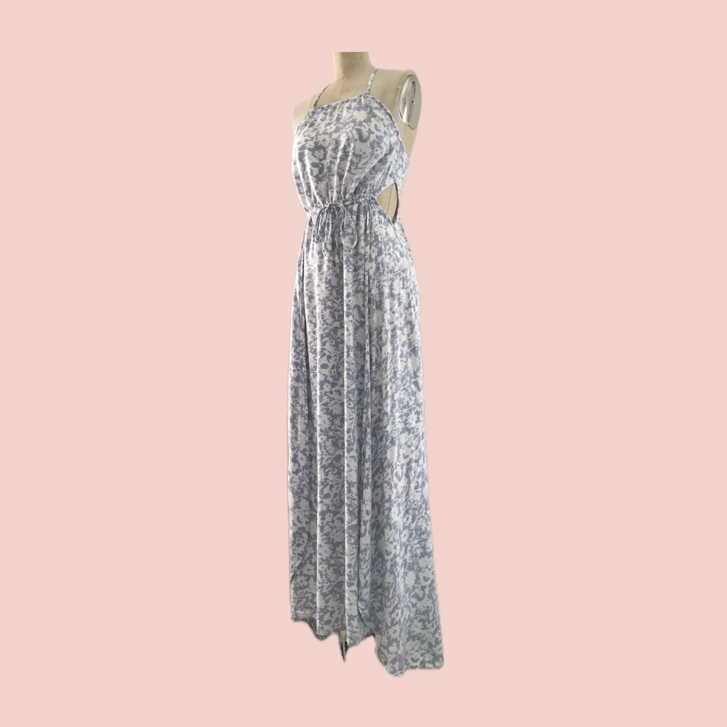 Billabong Light Blue Floral Cutout Maxi Dress