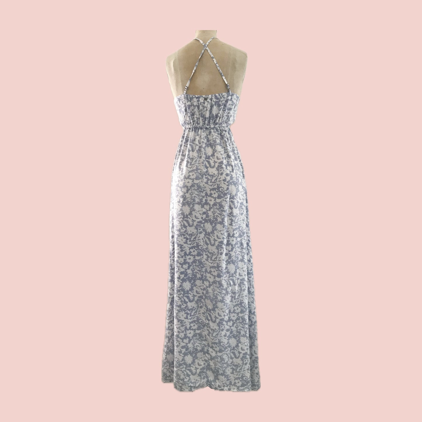 Billabong Light Blue Floral Cutout Maxi Dress
