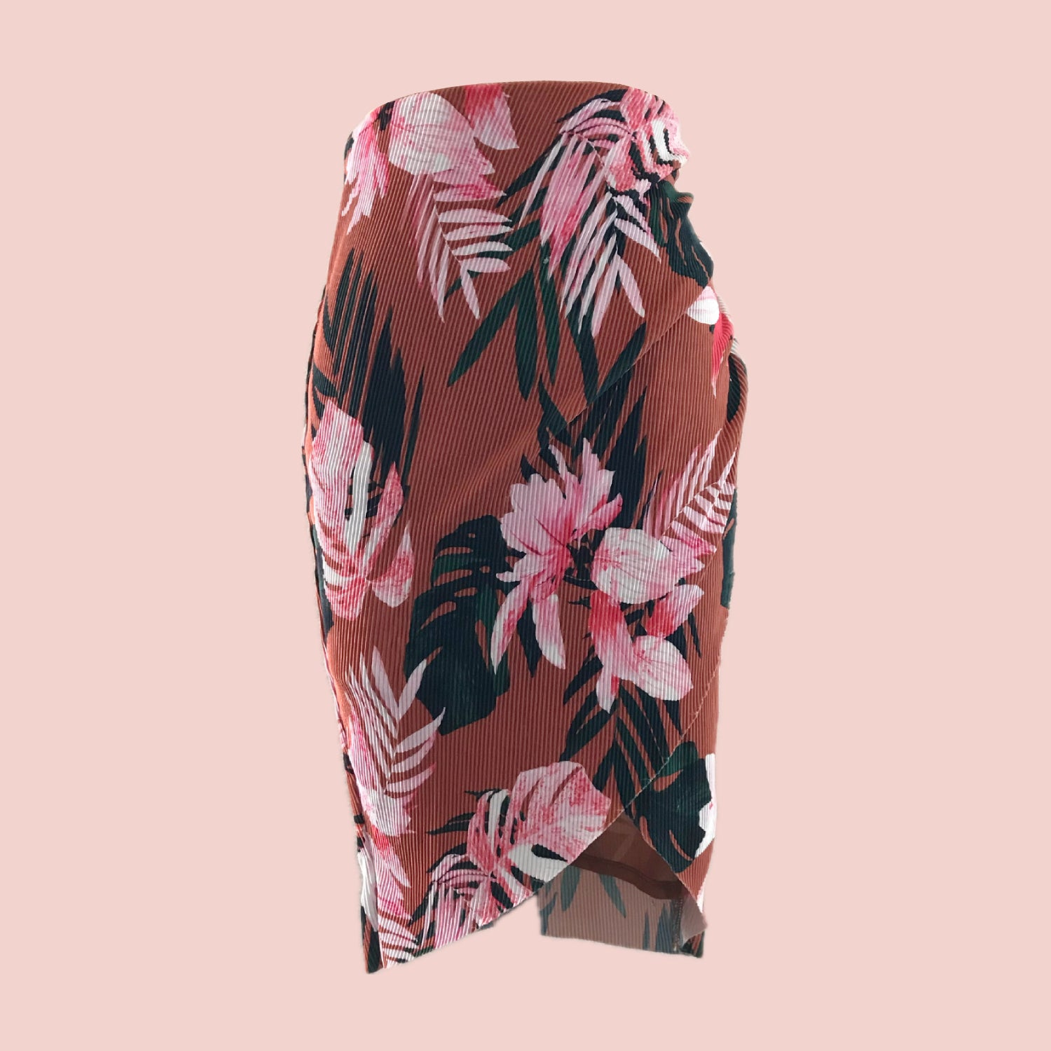 Camila Coelho Brown + Pink Floral Skirt
