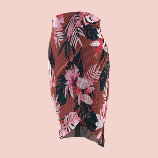 Camila Coelho Brown + Pink Floral Skirt