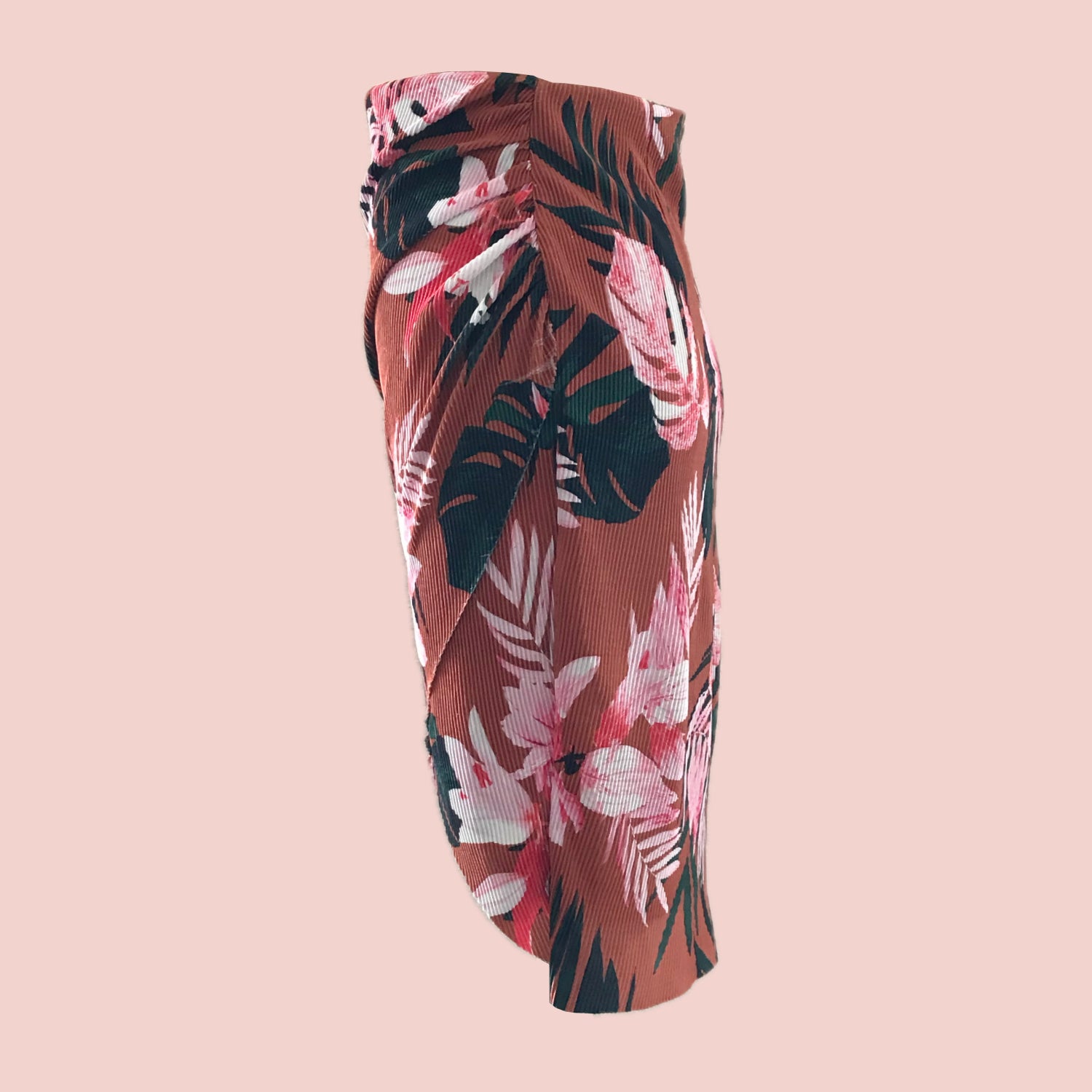 Camila Coelho Brown + Pink Floral Skirt