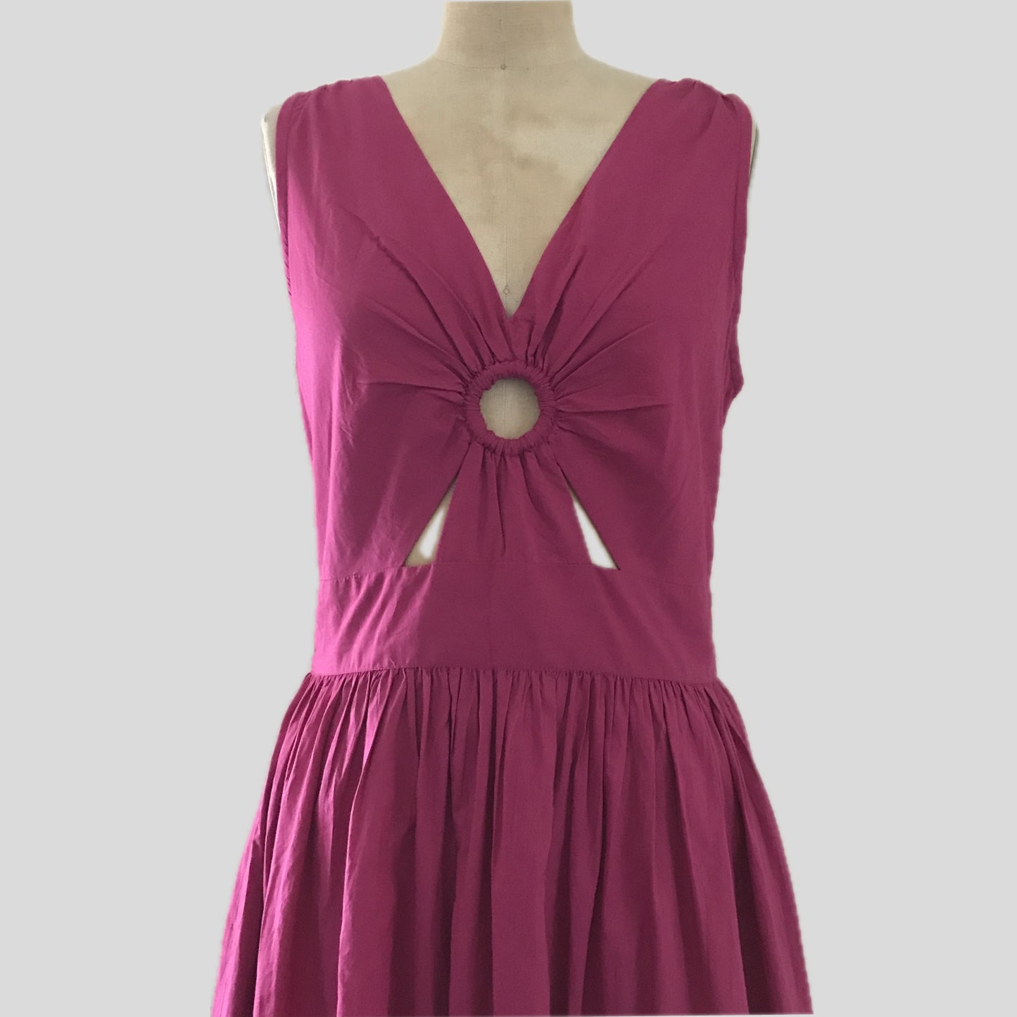 Cleobella Magenta Pink Sleeveless Cotton Retro A Line Summer Midi Dress
