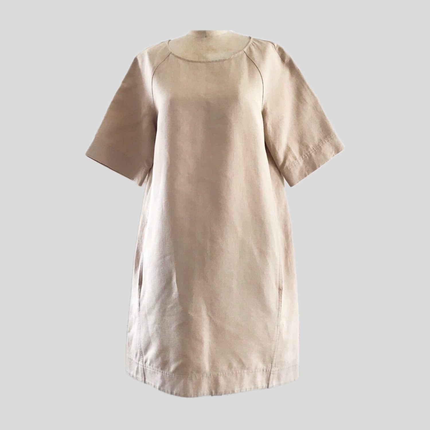 cos-prelovely-tan-cotton-linen-oversized-dress