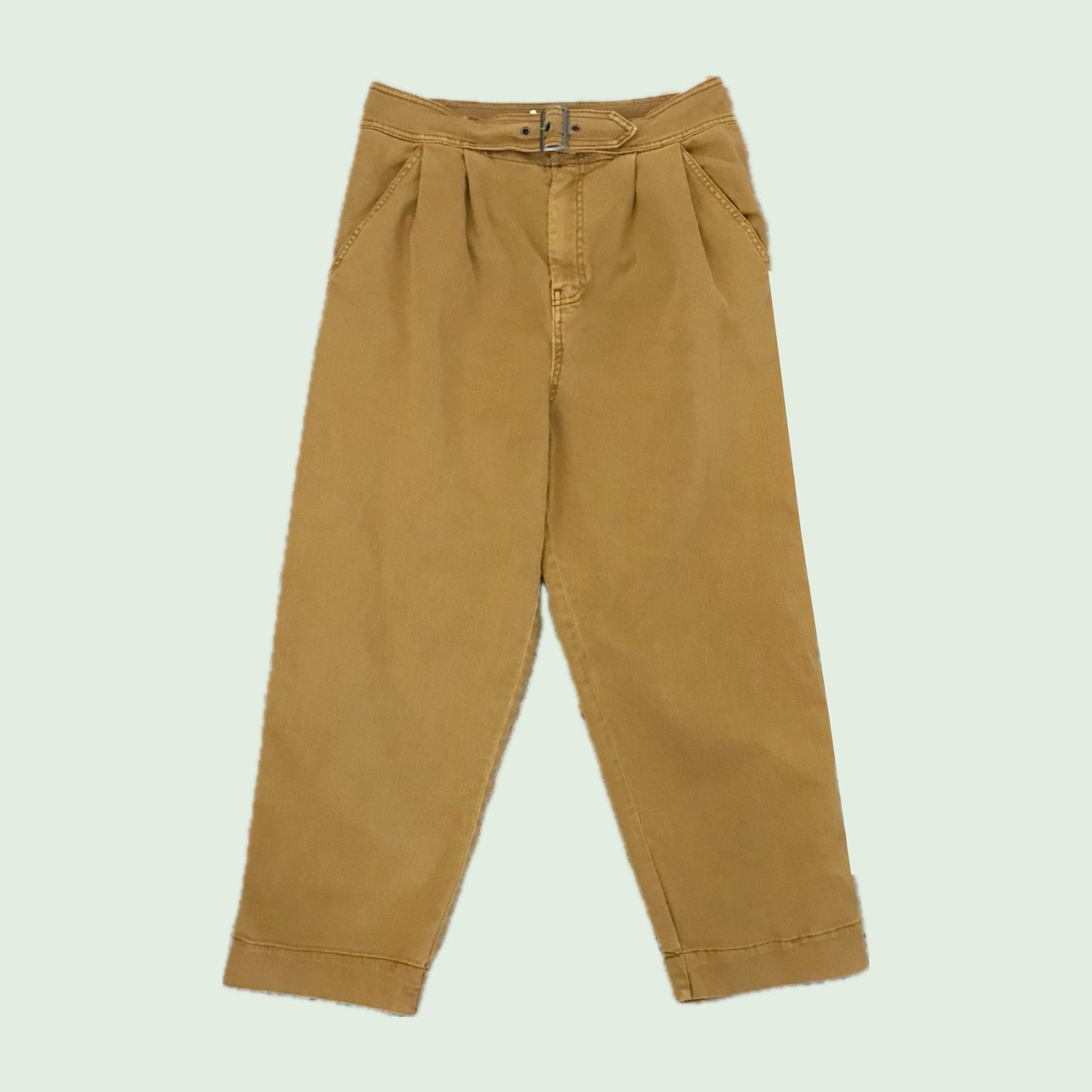 Free People Yellow Pleated Cotton Pants