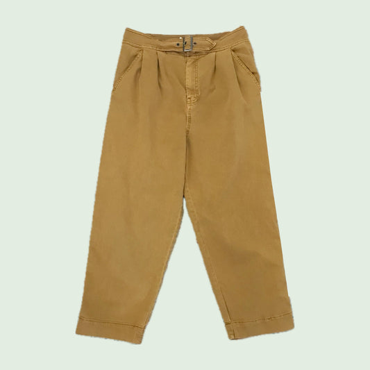 Free People Yellow Pleated Cotton Pants