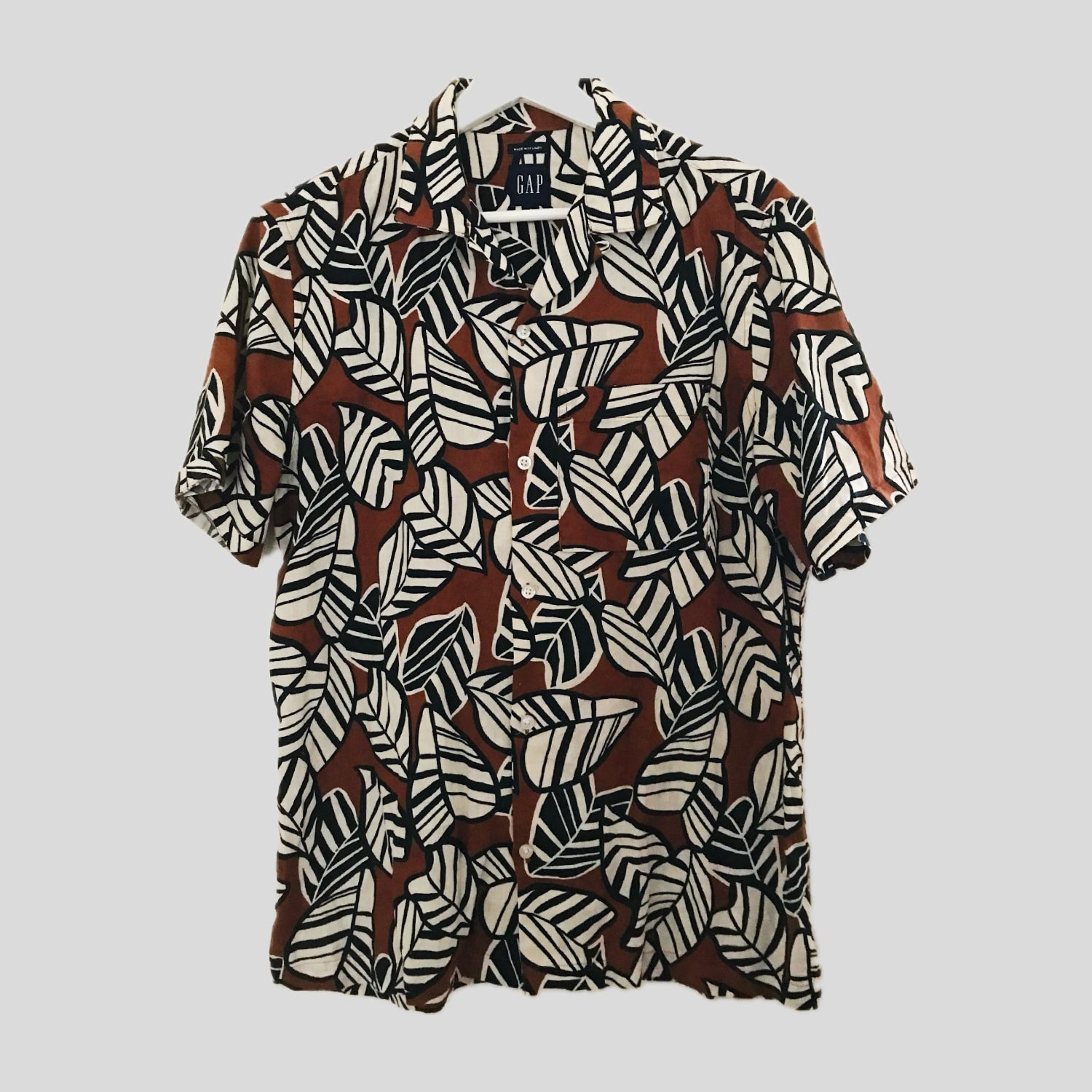 gap-brown-linen-floral-geometric-linen-shirt
