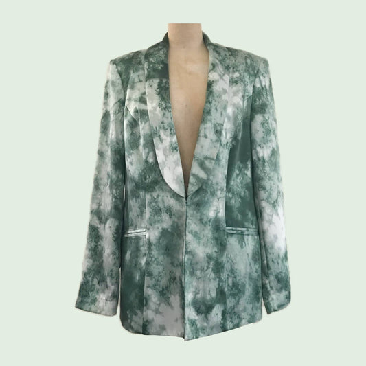 INC Green  Satin Tuxedo Jacket Blazer