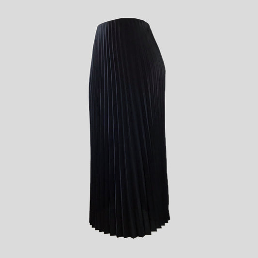 J Crew Black Satin Pleated Midi Skirt
