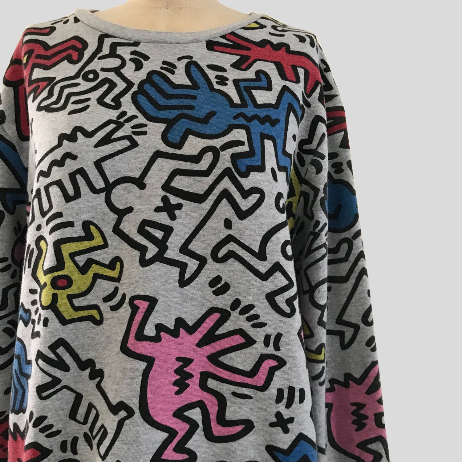 keith-haring-gray-cotton-art-illustrated-sweatshirt