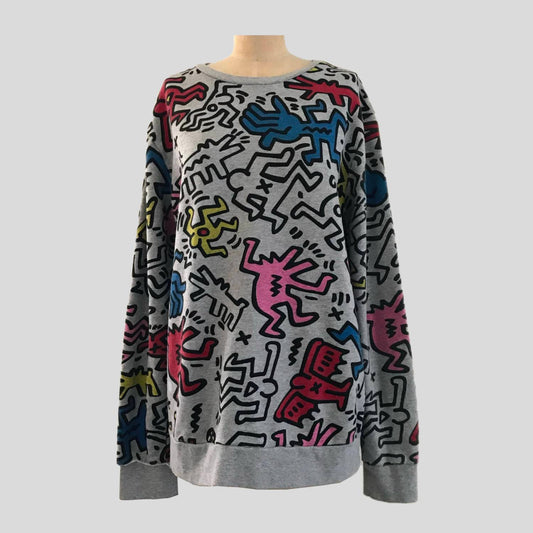 keith-haring-gray-cotton-art-illustrated-sweatshirt