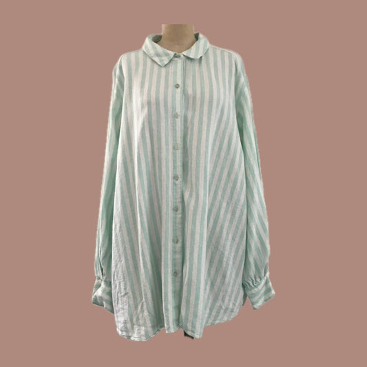 lauren-conrad-blue-white-striped-linen-shirt