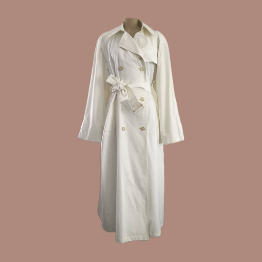 London Fog White Cotton Belted Rain Trench Coat