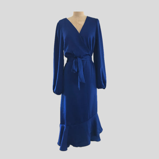 lucky-brand-cobalt-blue-satin-knee-length-dress