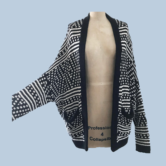 Madewell Black Knit Geometric Cardigan Sweater