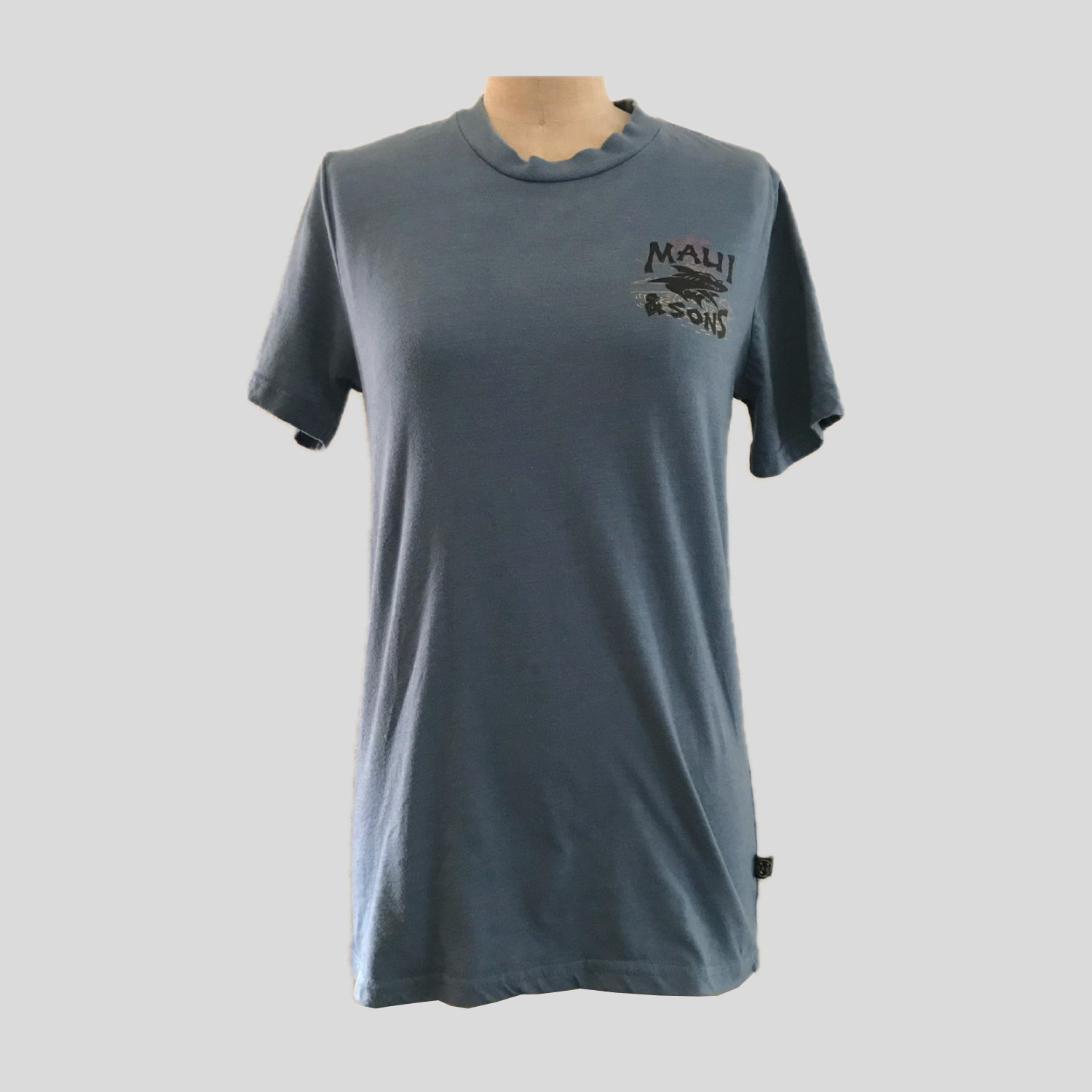 Maui & Sons Blue Short Sleeve Logo Surf Casual Cotton T Tee Shirt