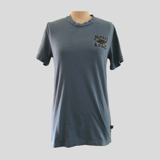 Maui & Sons Blue Short Sleeve Logo Surf Casual Cotton T Tee Shirt