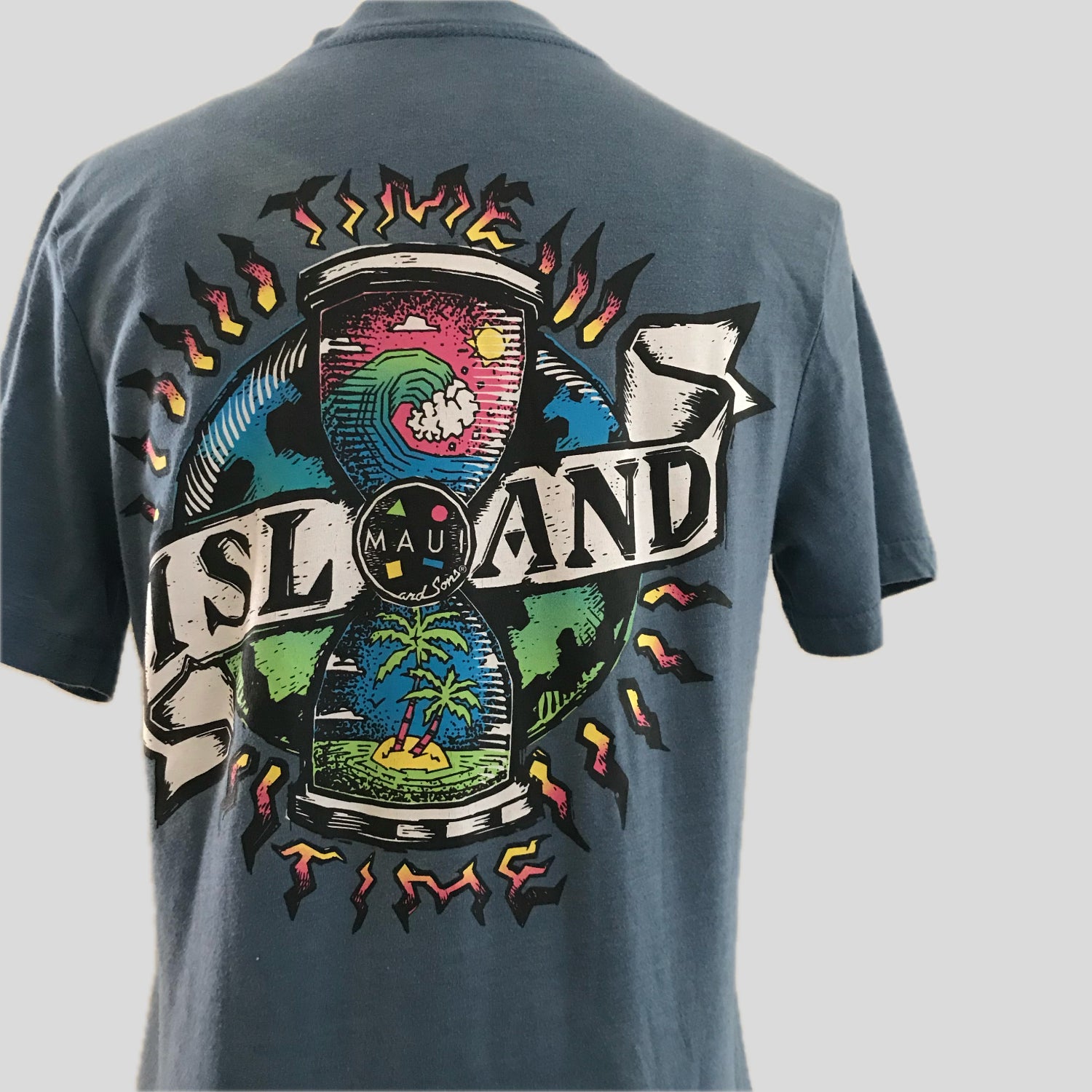 Maui & Sons Blue Short Sleeve Logo Surf Casual Cotton T Tee Shirt