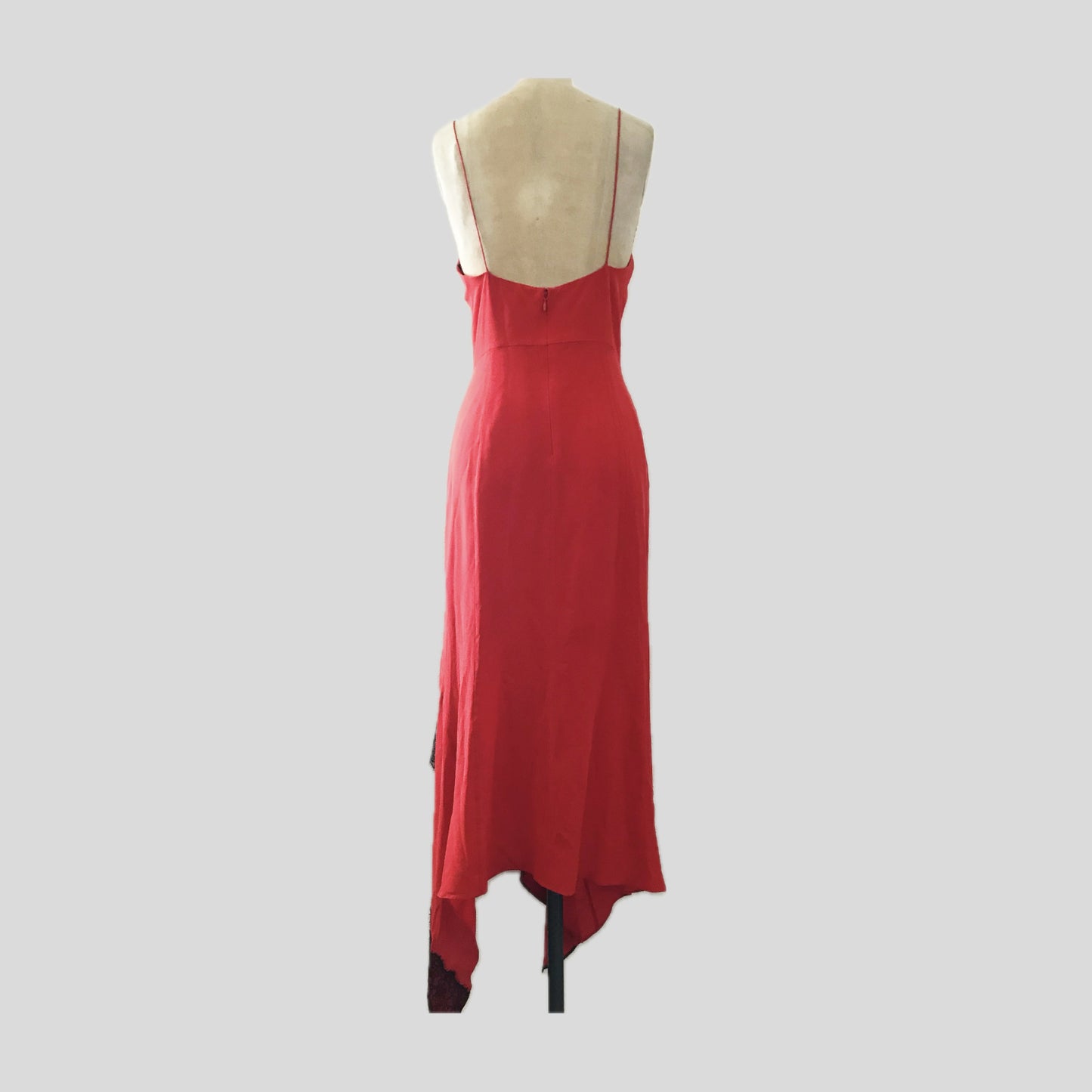 Olivier Theyskens Red Silk Lace Midi Slip Dress