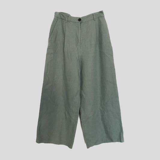 Rag & Bone Green Linen Wide Leg Pleated Casual Pants
