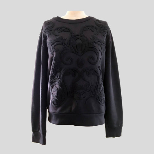sandro-black-cotton-fluer-di-lis-sweatshirt