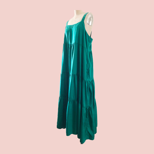 The Drop Green Tiered Sleeveless Long Midi Maxi Dress