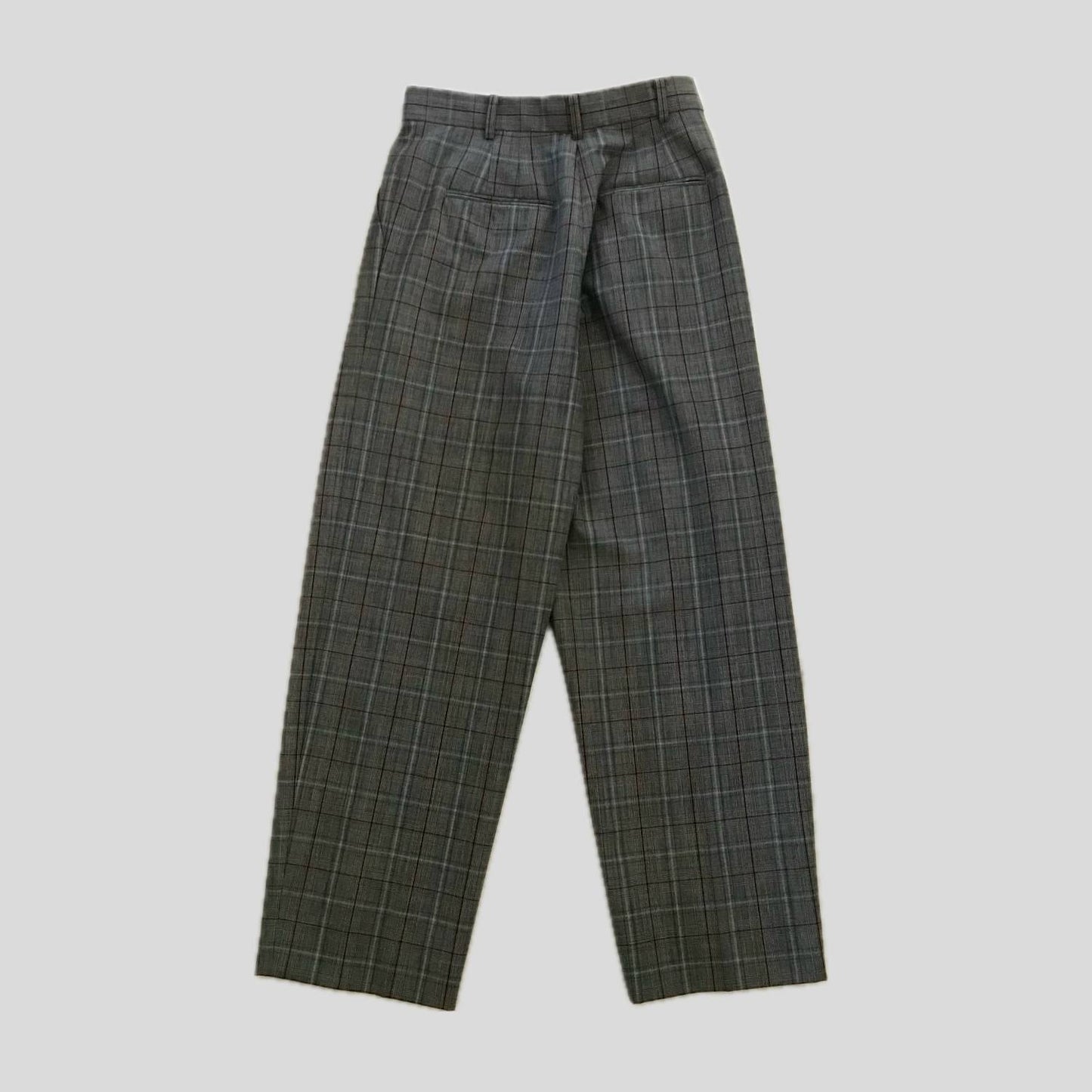 Tory Burch Gray Plaid Pleated Wool Trousers
