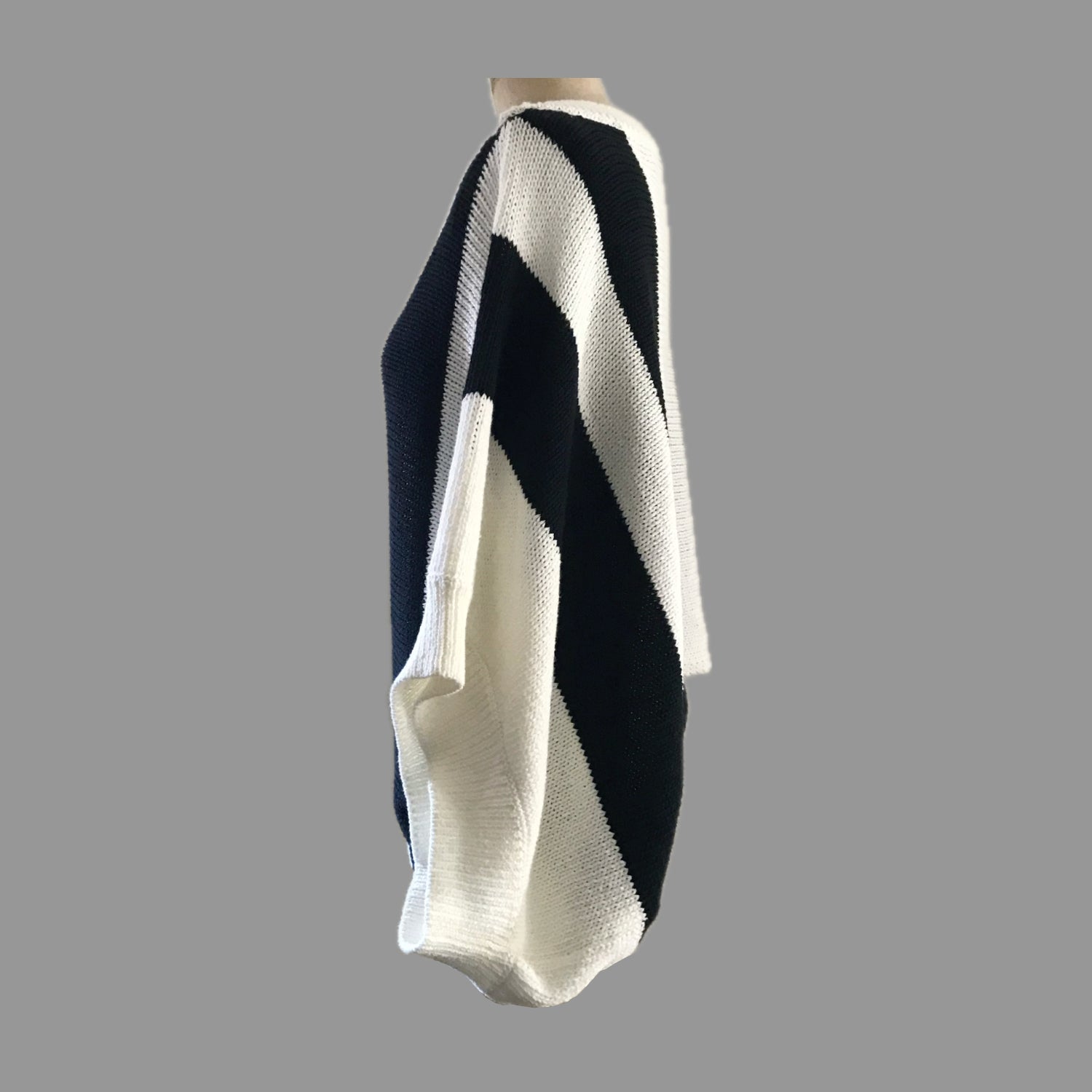 trina-turk-cream-black-striped-knit-cotton-boxy-sweater