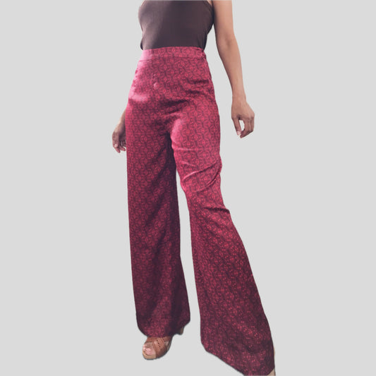 Urban Outfitters Red Paisley Satin Wide Leg Pants